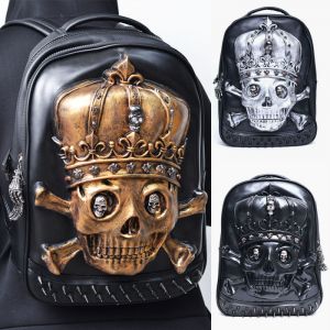 Dark Edge Emboss Skull Leather Backpack-Bag 171